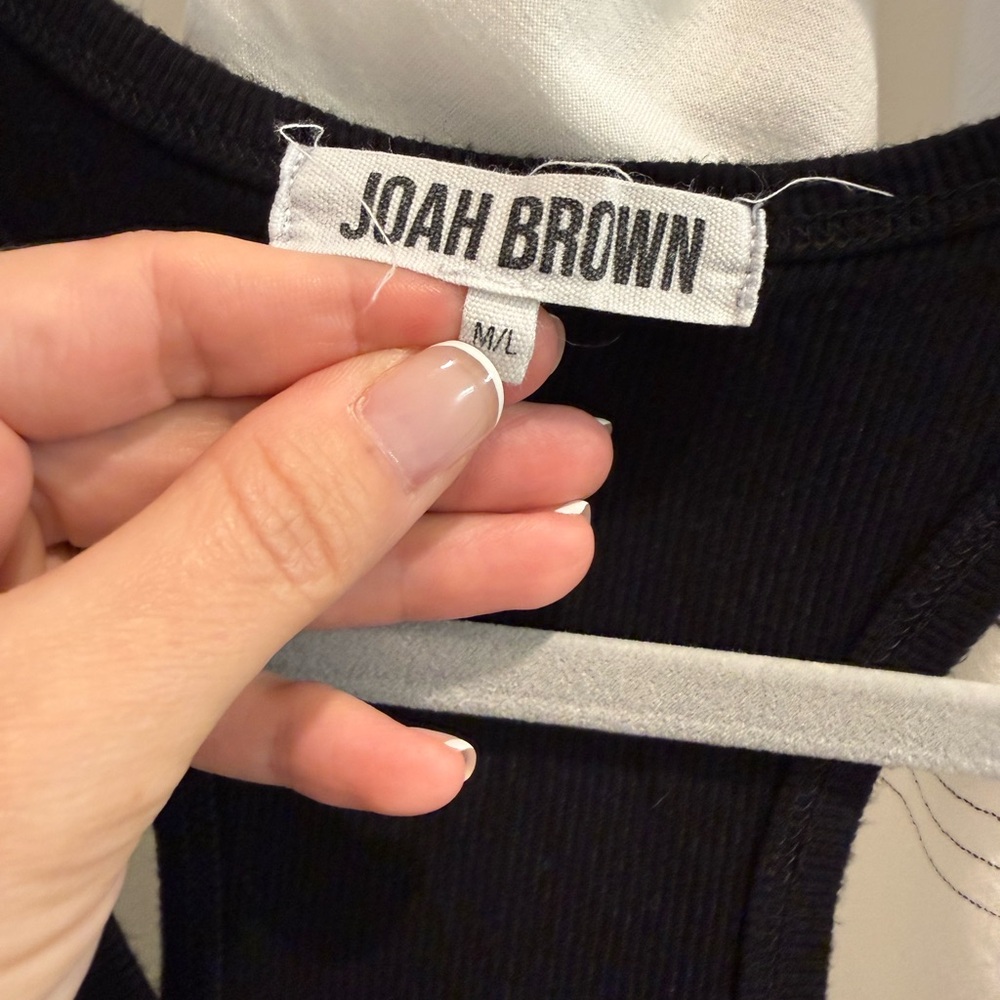 Joah Brown Black Ribbed Scoop Neck Tank - Picture 3 of 3